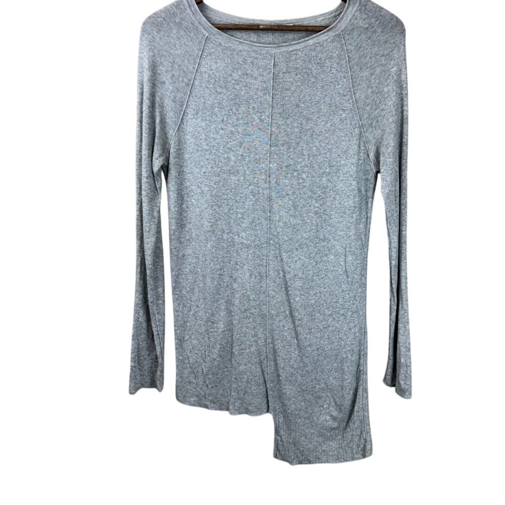 T by Alexander‎ Wang Womens Long Sleeve Top Size M Gray Asymmetrical Hem Knit
